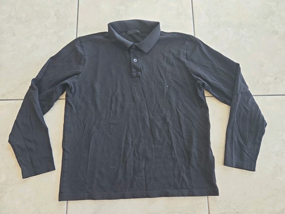 Prada Polo Cotton Black Polo Shirt Long Sleeve Women's Size L